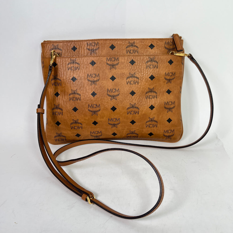 MCM Brown Visetos Crossbody Pouch