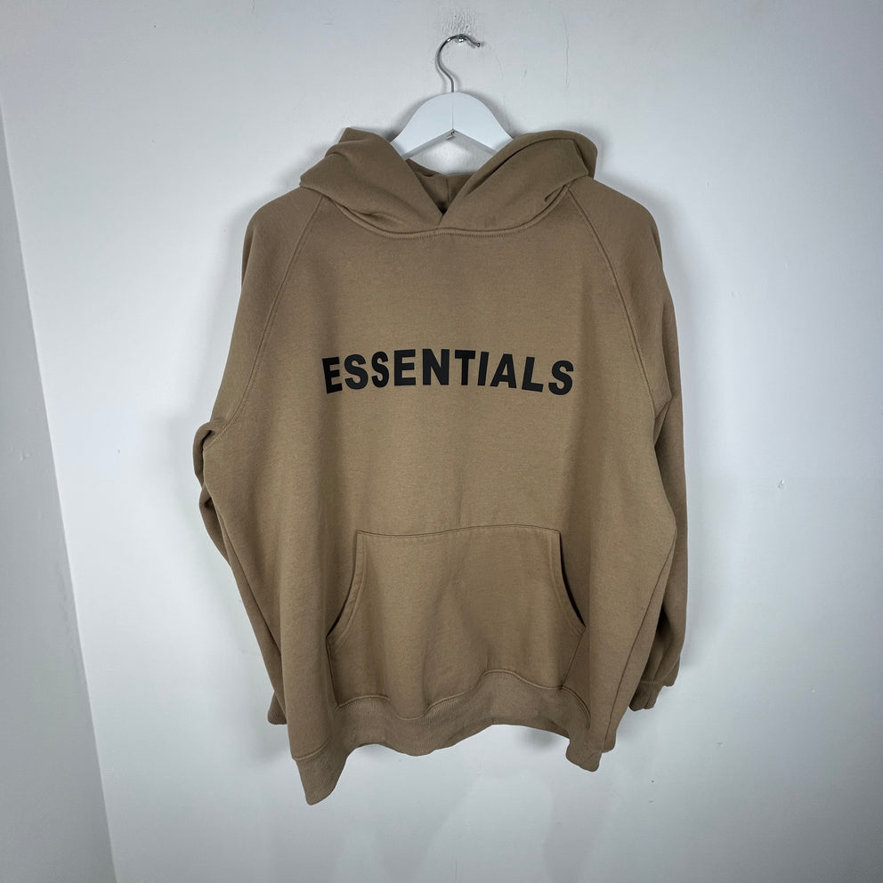 Essentials Brown Logo Hoodie Size M