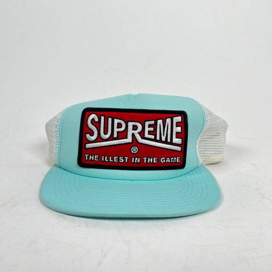 Supreme Teal "Illest In The Game" Logo Trucker Hat