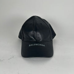 Balenciaga Leather Logo Visor Rim Cap Hat Size L
