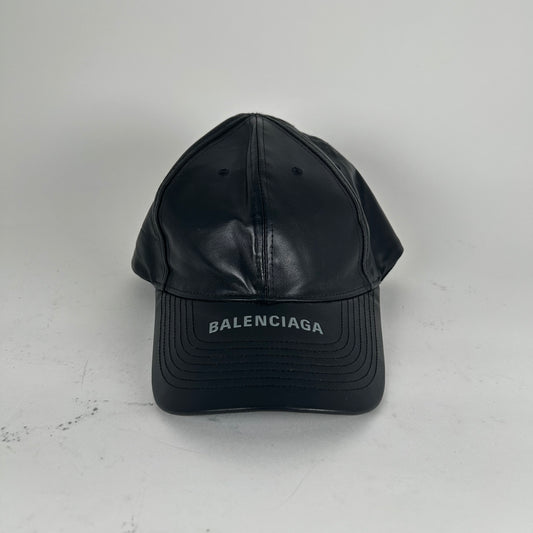 Balenciaga Leather Logo Visor Rim Cap Hat Size L