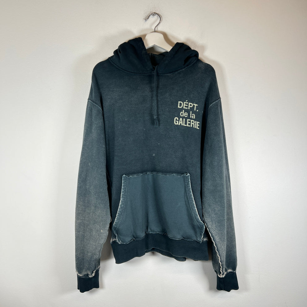 Gallery Dept Navy Reversible Logo Hoodie Size L