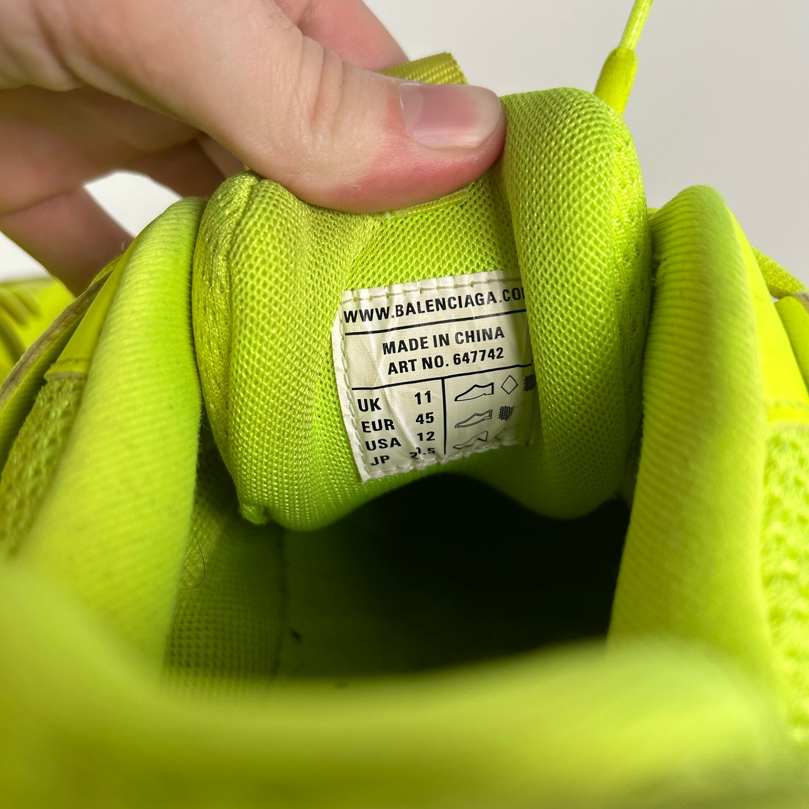 Balenciaga Tracks Neon Yellow Size 45