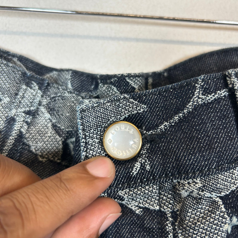 Louis Vuitton Floral Jacquard Denim Shorts Size 32