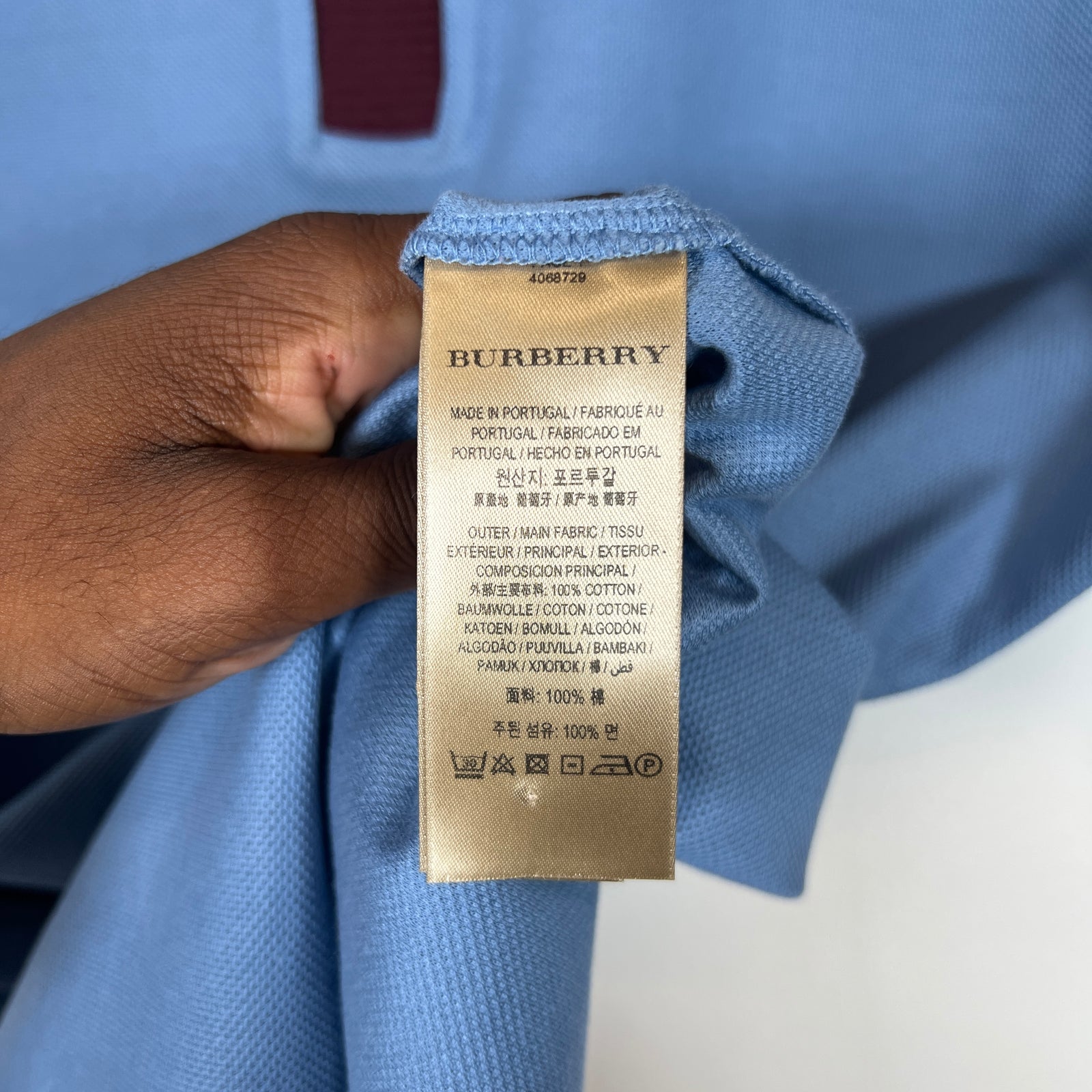 Burberry Blue/Burgundy Knitted Polo Shirt Size M