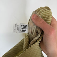 Homme Plisse Issey Miyake Yellow-Green Pleated Trouser Size 3