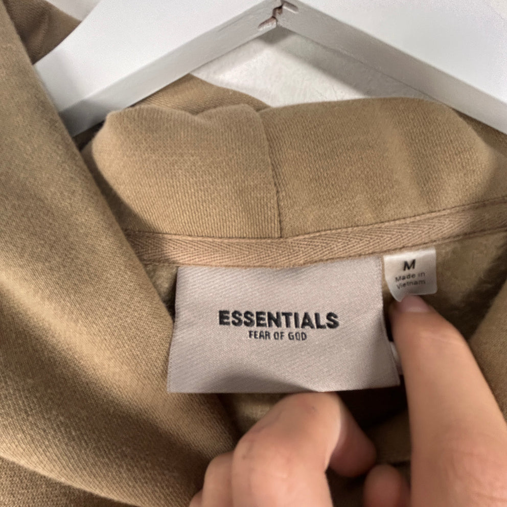 Essentials Brown Logo Hoodie Size M