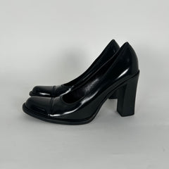 Prada Black Patent Leather Cap Toe Heels Size 36