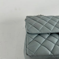 Chanel Light Baby Blue Quilted Caviar Medium Double Flap