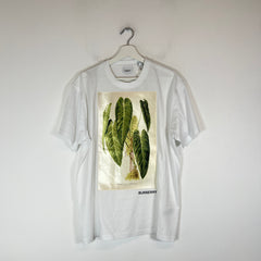 Burberry White Plant Logo T-Shirt Size L