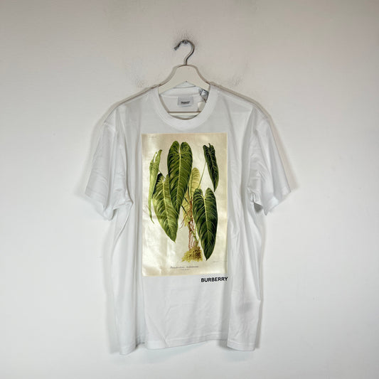 Burberry White Plant Logo T-Shirt Size L