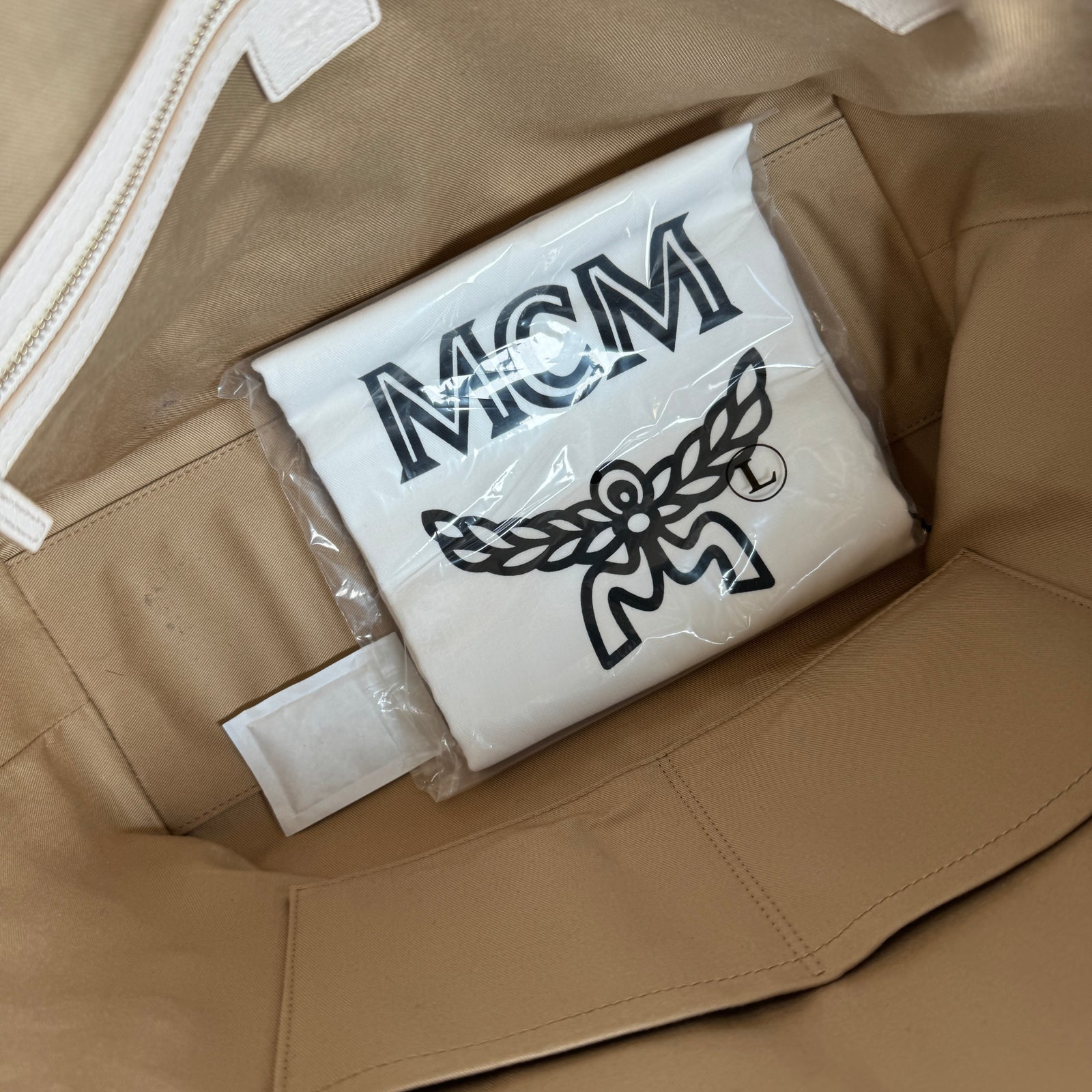MCM Beige Liz Monogram Medium Tote Bag