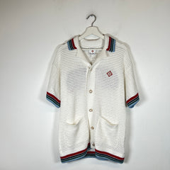 Casablanca White Sporty Faux Crochet Shirt Size XS