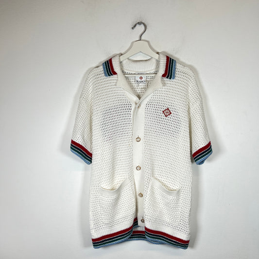 Casablanca White Sporty Faux Crochet Shirt Size XS