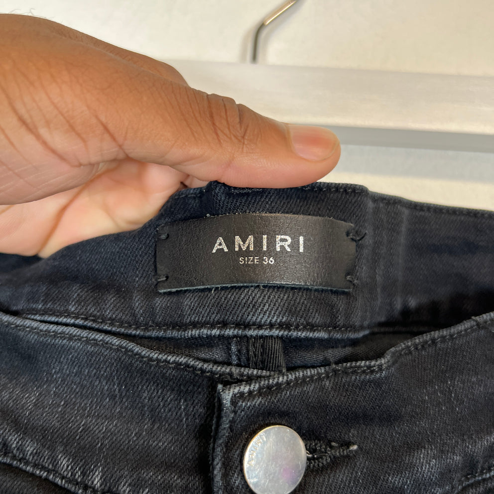 Amiri Black/Olive Green Bone Skinny Jeans Size 36