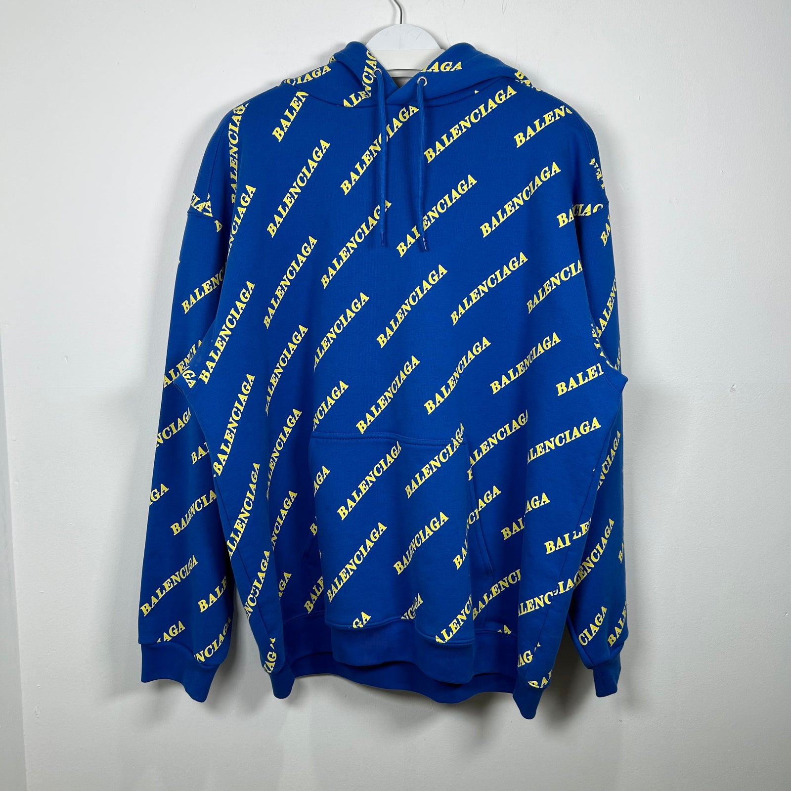 Balenciaga 2020 All Over Spell Out Logo Hoodie Size XL