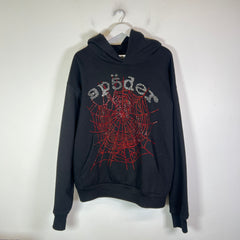 Sp5der Rhinestone Web Logo Hoodie