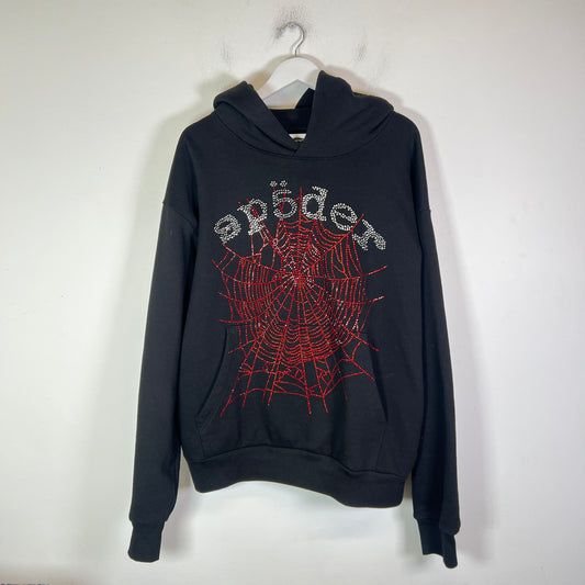 Sp5der Rhinestone Web Logo Hoodie