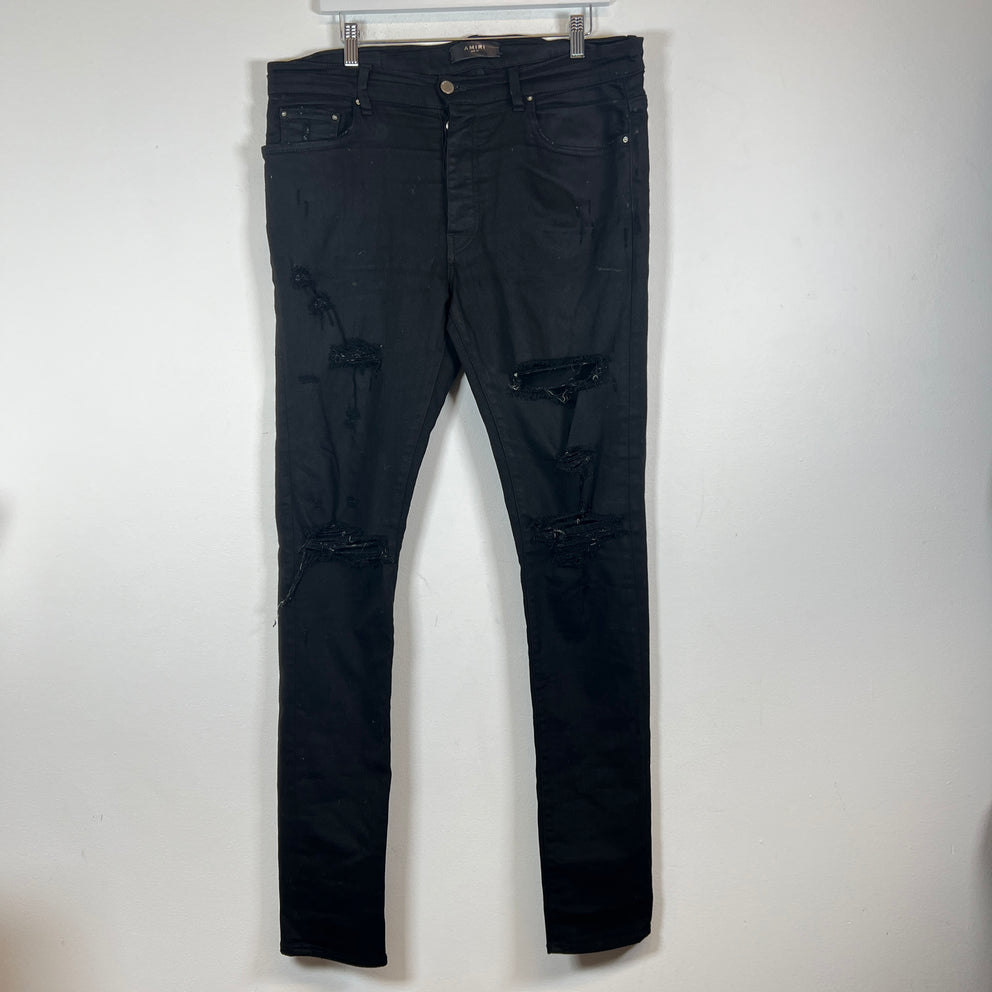 Amiri Black Distressed Thrasher Jeans Size 34