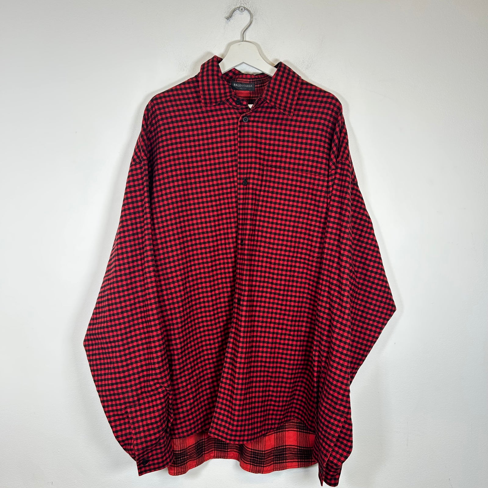 Balenciaga Red Plaid Reversible Flannel Size L