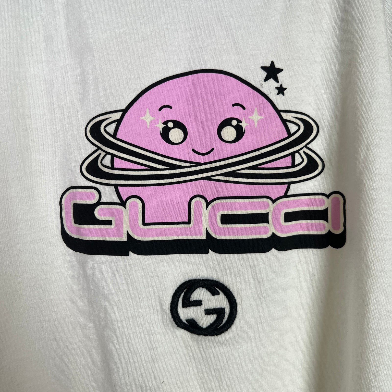 Gucci Cartoon Planet Graphic Cropped T-Shirt