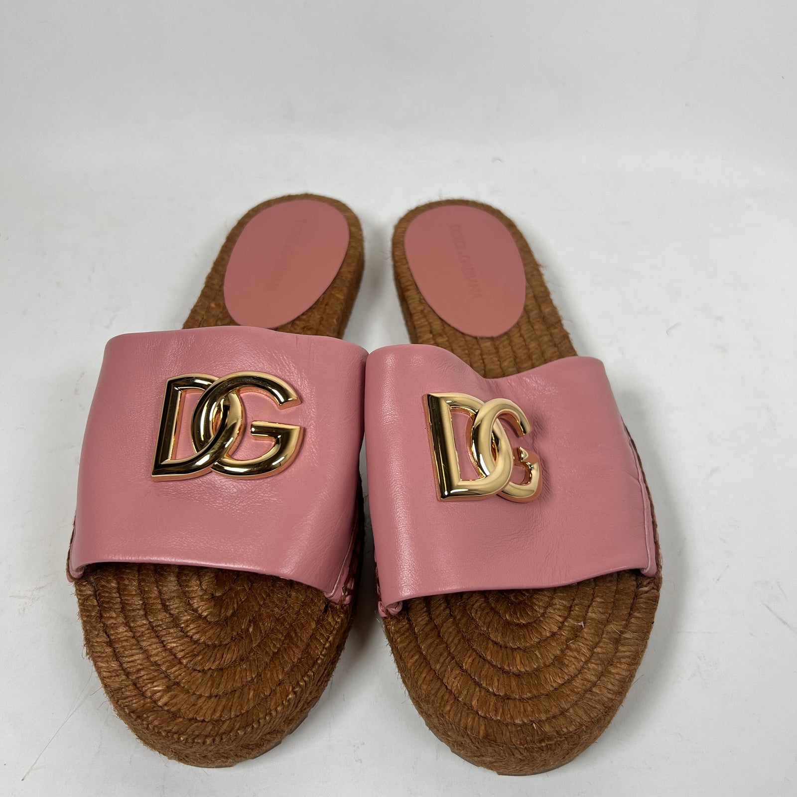 Dolce & Gabbana Pink DG Medallion Napa Espadrilles Size 38