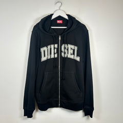 Diesel Black Collegiate Logo Zip-Up Hoodie Size XXL