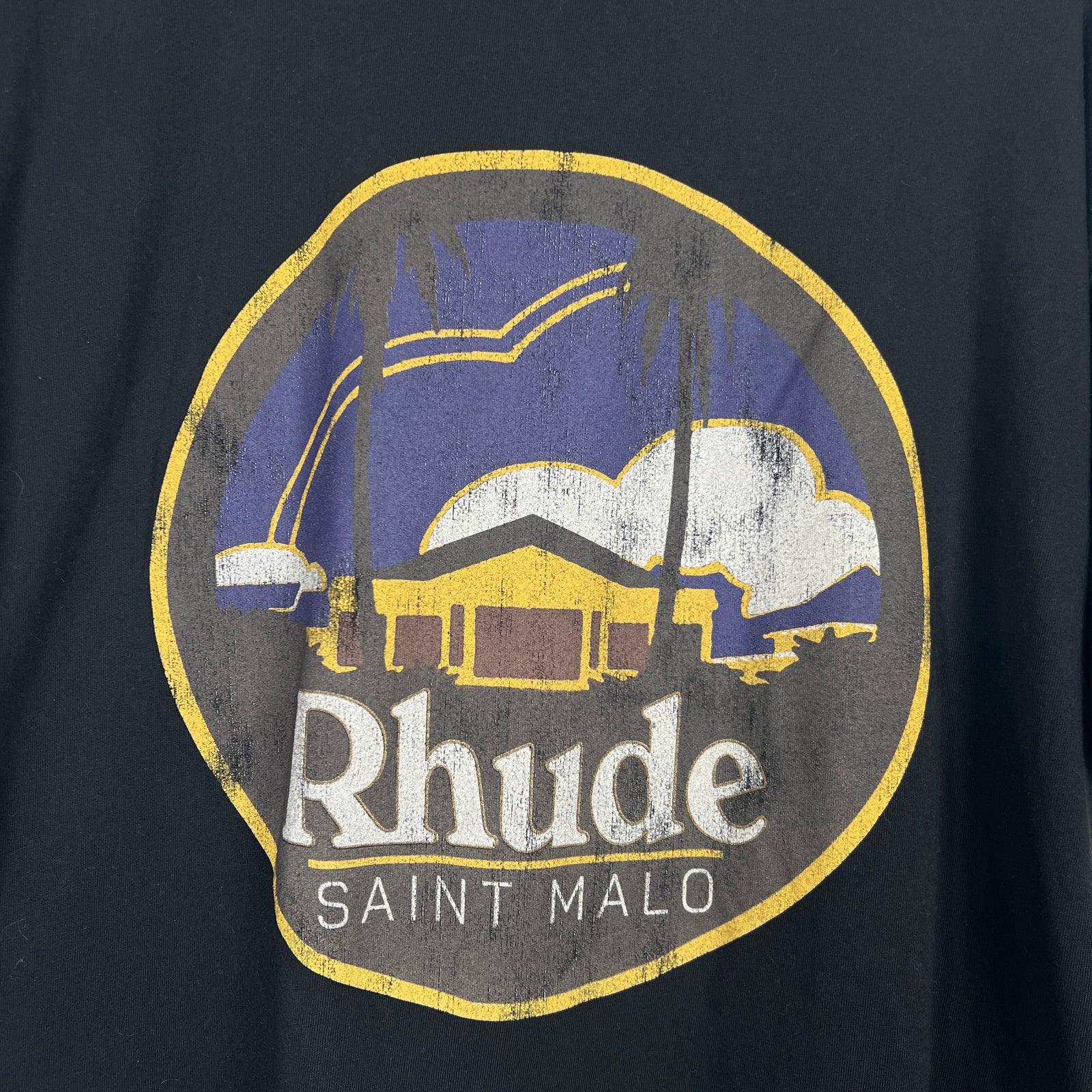 Rhude Black Saint Malo Logo T-shirt Size M