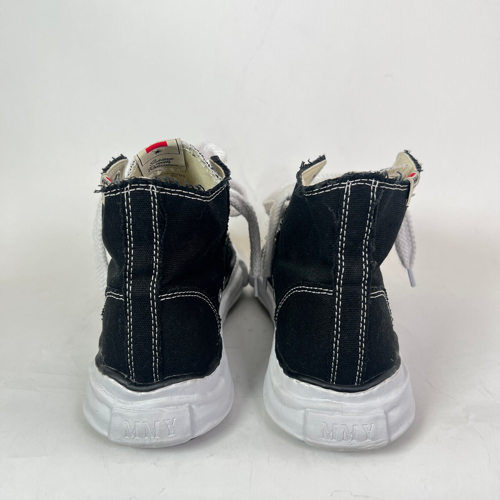 Maison Mihara Yasuhiro Black/White Peterson OG Sole Canvas High-Top Sneaker Size 45
