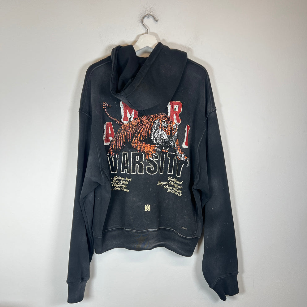 Amiri Vintage Black Tiger Varsity Hoodie Size S