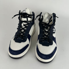 Chanel Navy 'Sport Ryder' CC Hightop Sneaker Size 8