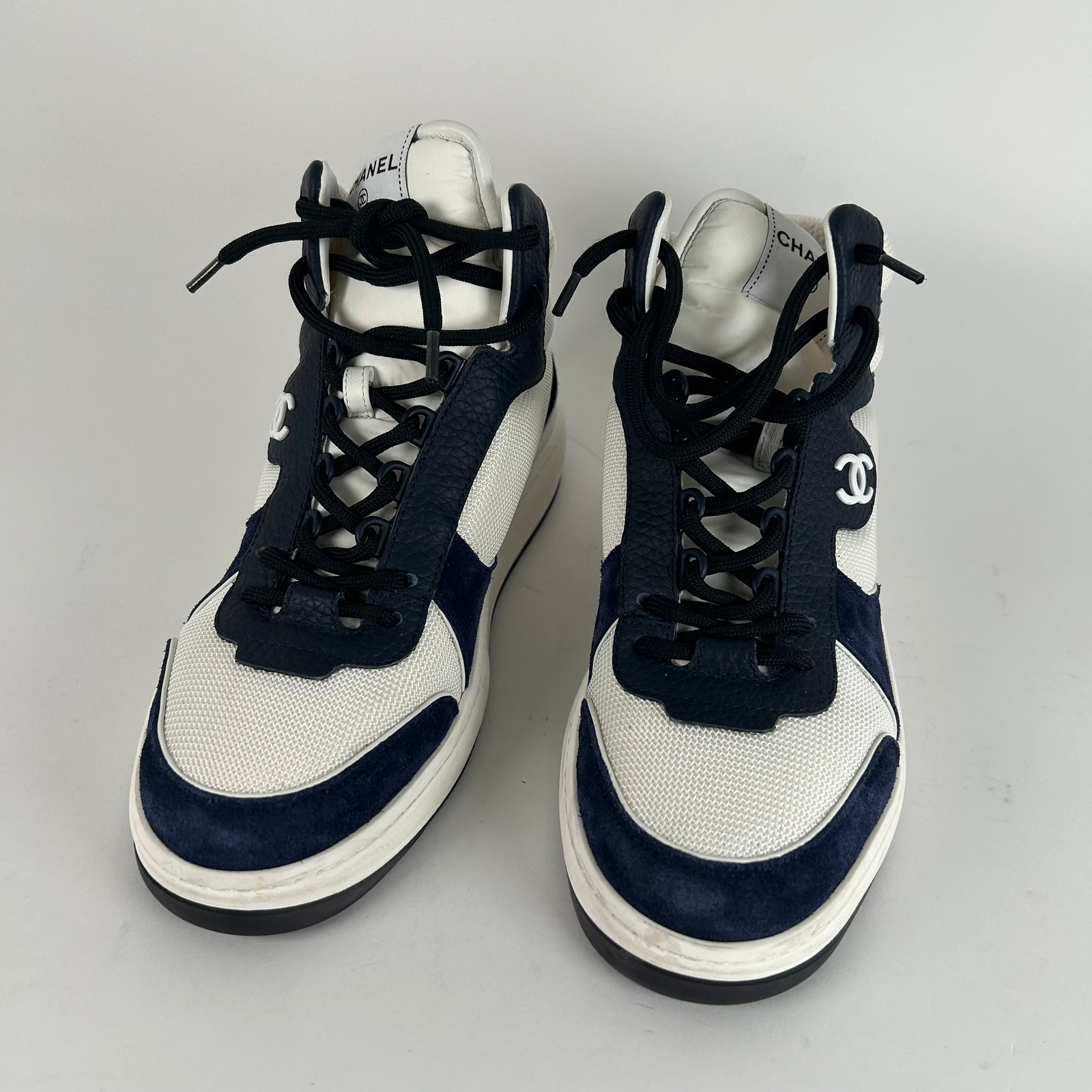 Chanel Navy 'Sport Ryder' CC Hightop Sneaker Size 8