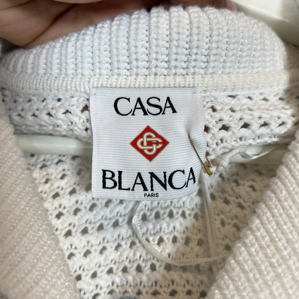 Casablanca White Sporty Faux Crochet Shirt Size XS