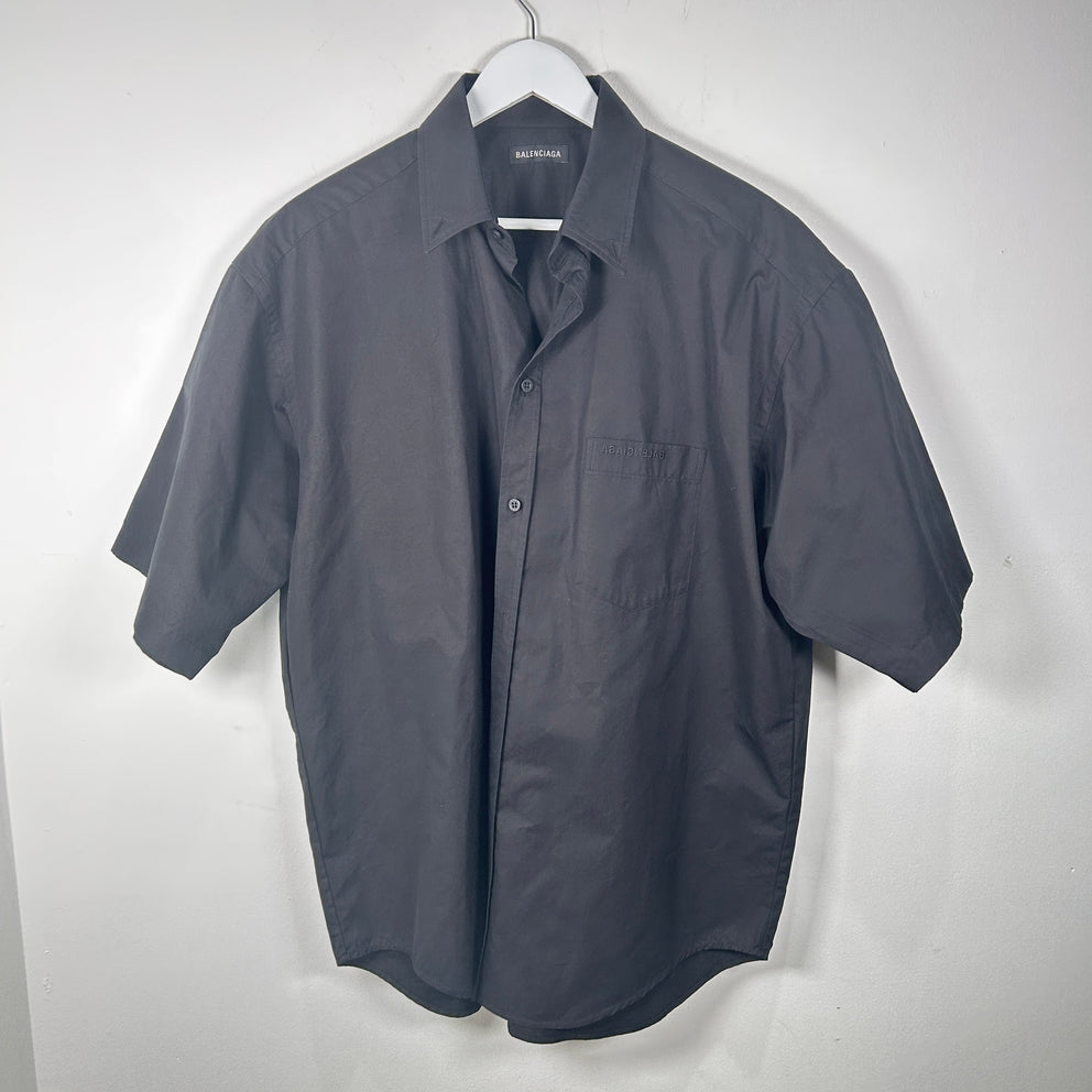 Balenciaga Black Short Sleeve Button-Up Shirt Size XL