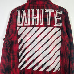 Off-White FW15 Red Tartan Check Oversized Flannel Shirt Size M