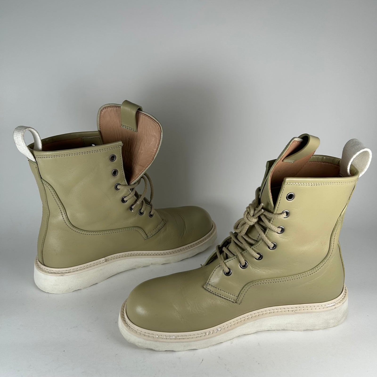 Bottega Veneta Natural Leather Lace Up Boots Size 42