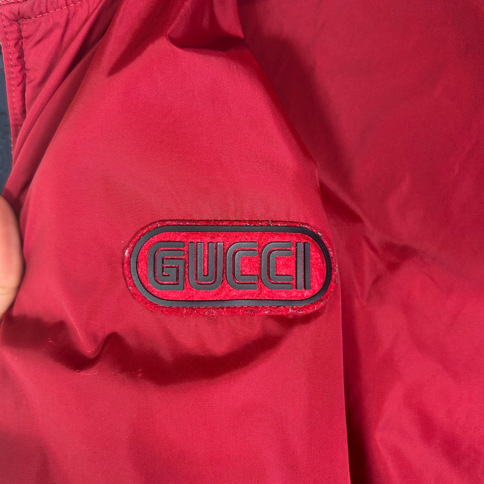 Gucci Navy/Red GG Reversible Bomber Jacket Size 46