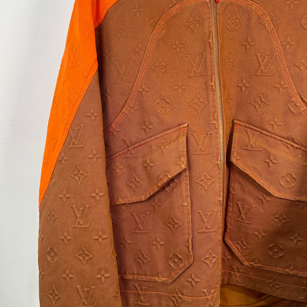 Louis Vuitton Monogram Orange Carpenter Hooded Jacket Size 46