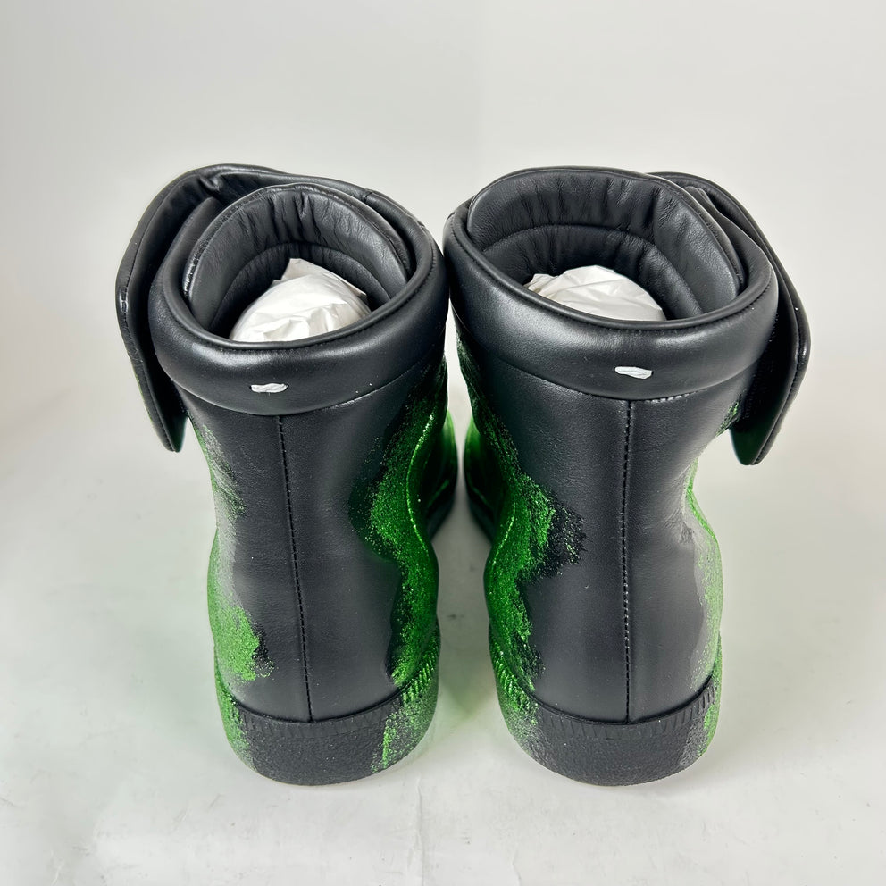 Maison Margiela Green Glitter Gradient High-Top Futures Size 46