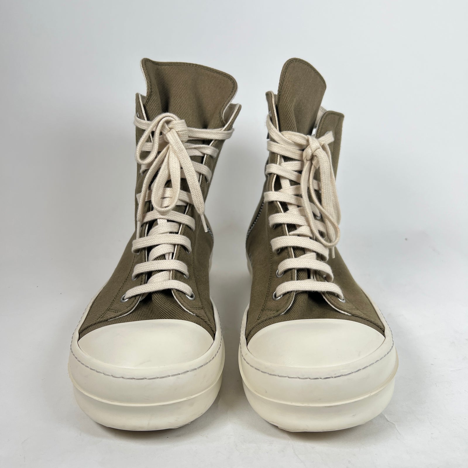 Rick Owens Drkshdw Olive High Top Ramones Size 42