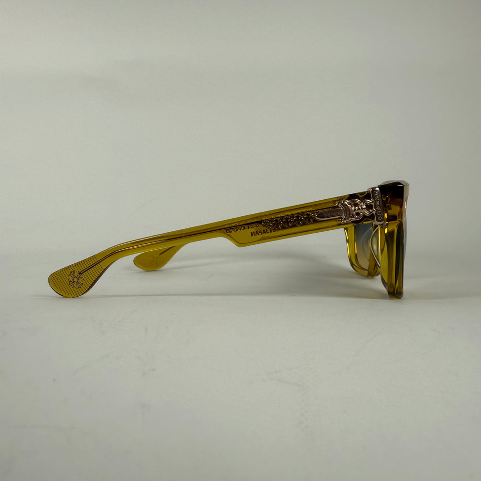 Chrome Hearts Yellow 18k Gold Box Officer Sunglasses