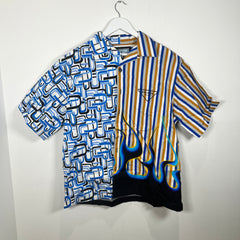 Prada AW18 Double Match Flame Camp Collar Shirt Size XXL