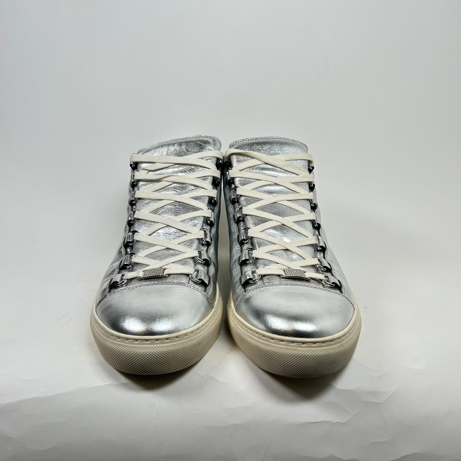 Balenciaga Silver Arena High Top Sneaker Size 44