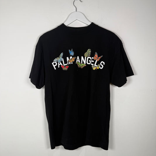 Palm Angels Black Butterfly Print Logo Shirt Size S