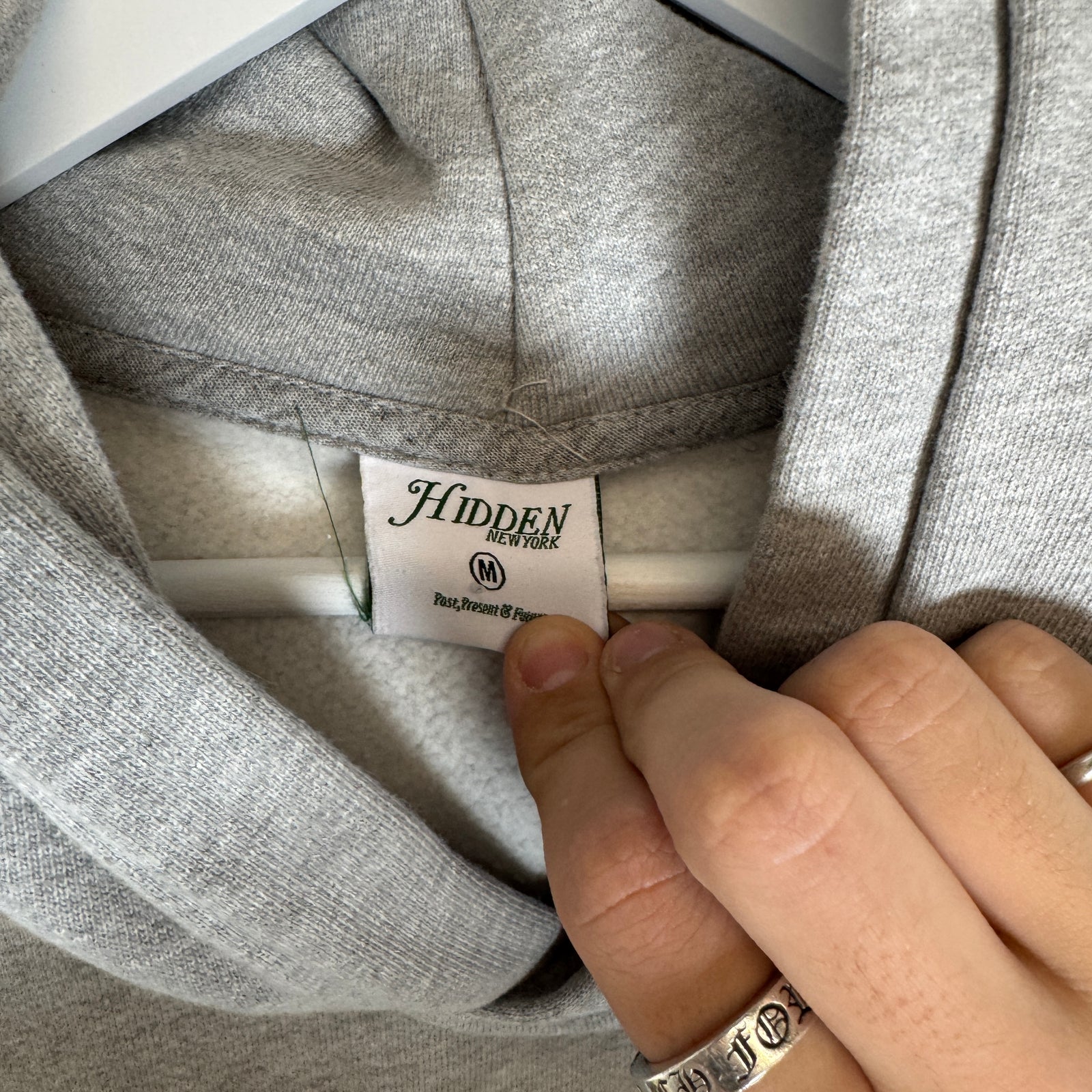 Hidden NY Grey/Green Logo Hoodie Size M