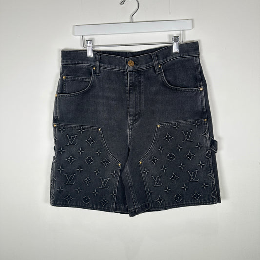 Louis Vuitton Black Denim Carpenter Shorts Size 32