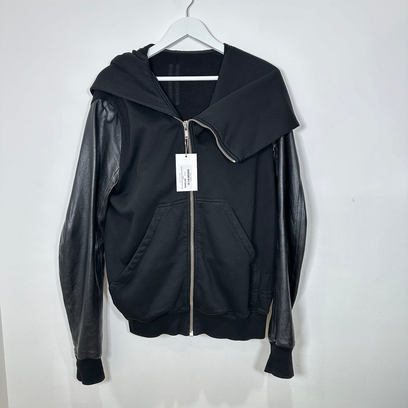 Rick Owens Black Leather Mountain Hoodie Size XL