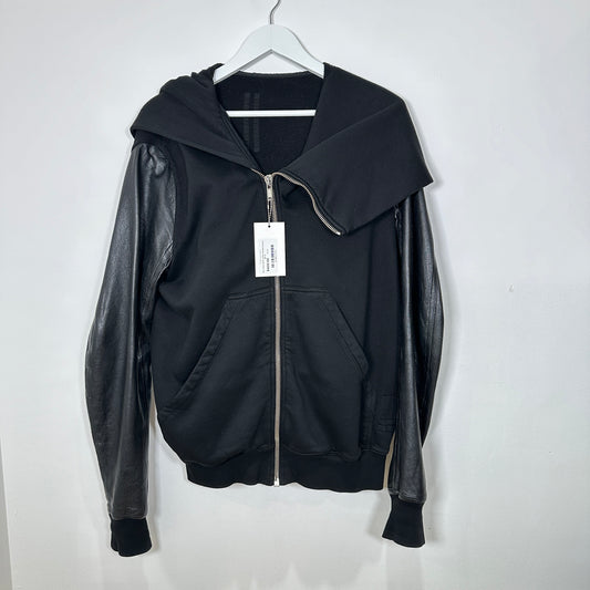 Rick Owens Black Leather Mountain Hoodie Size XL