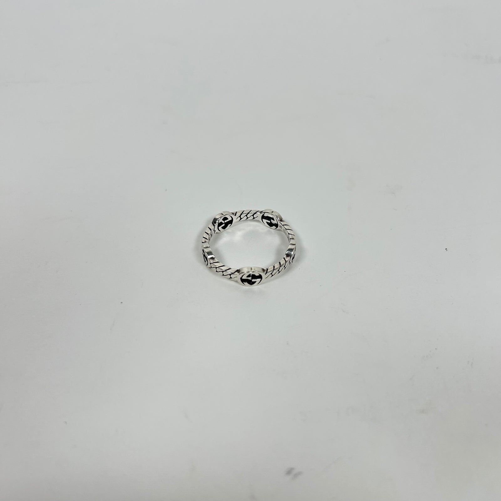 Gucci Sterling Silver Interlocking G Ring Size 10