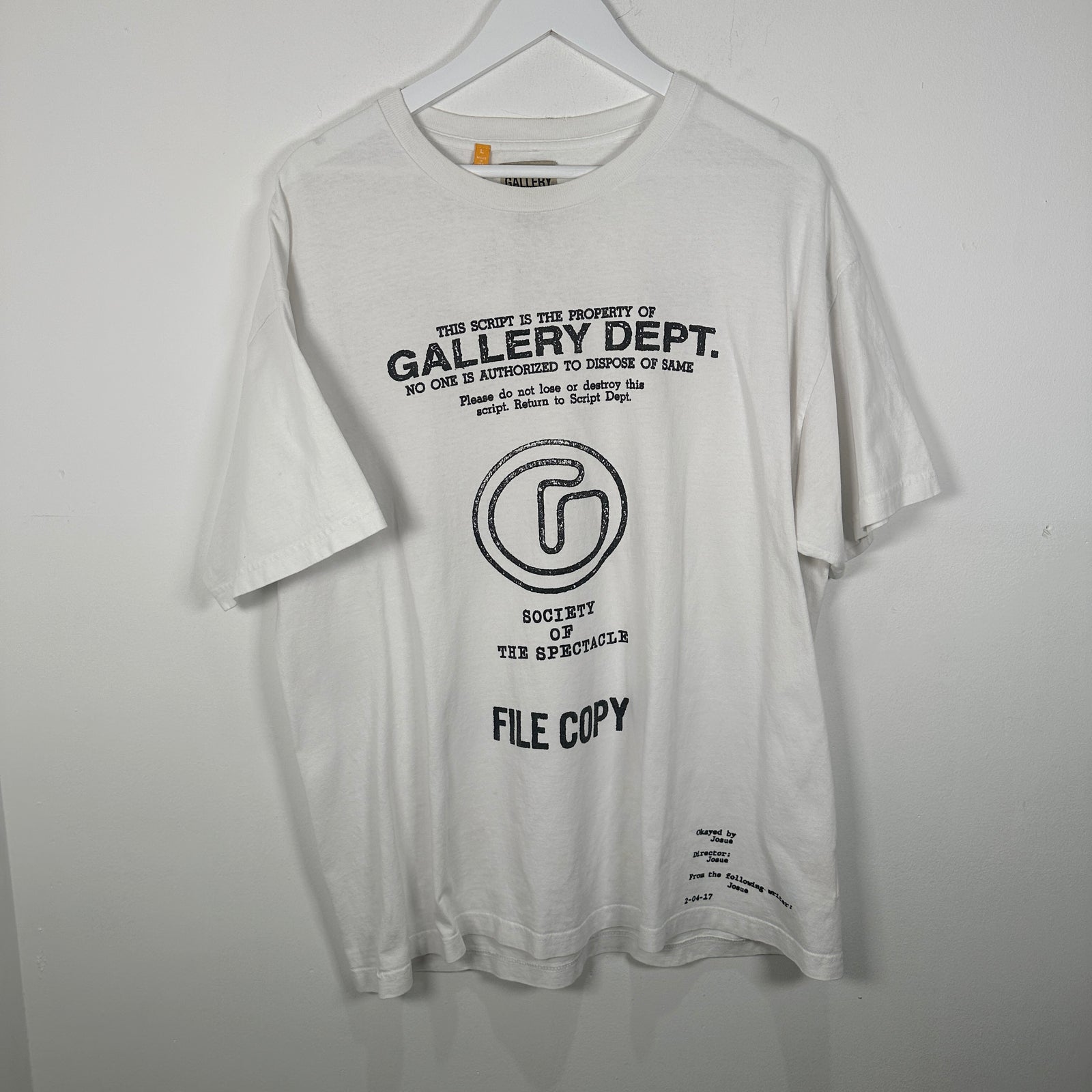 Gallery Dept. Script 'File Copy' Graphic T-Shirt Size L